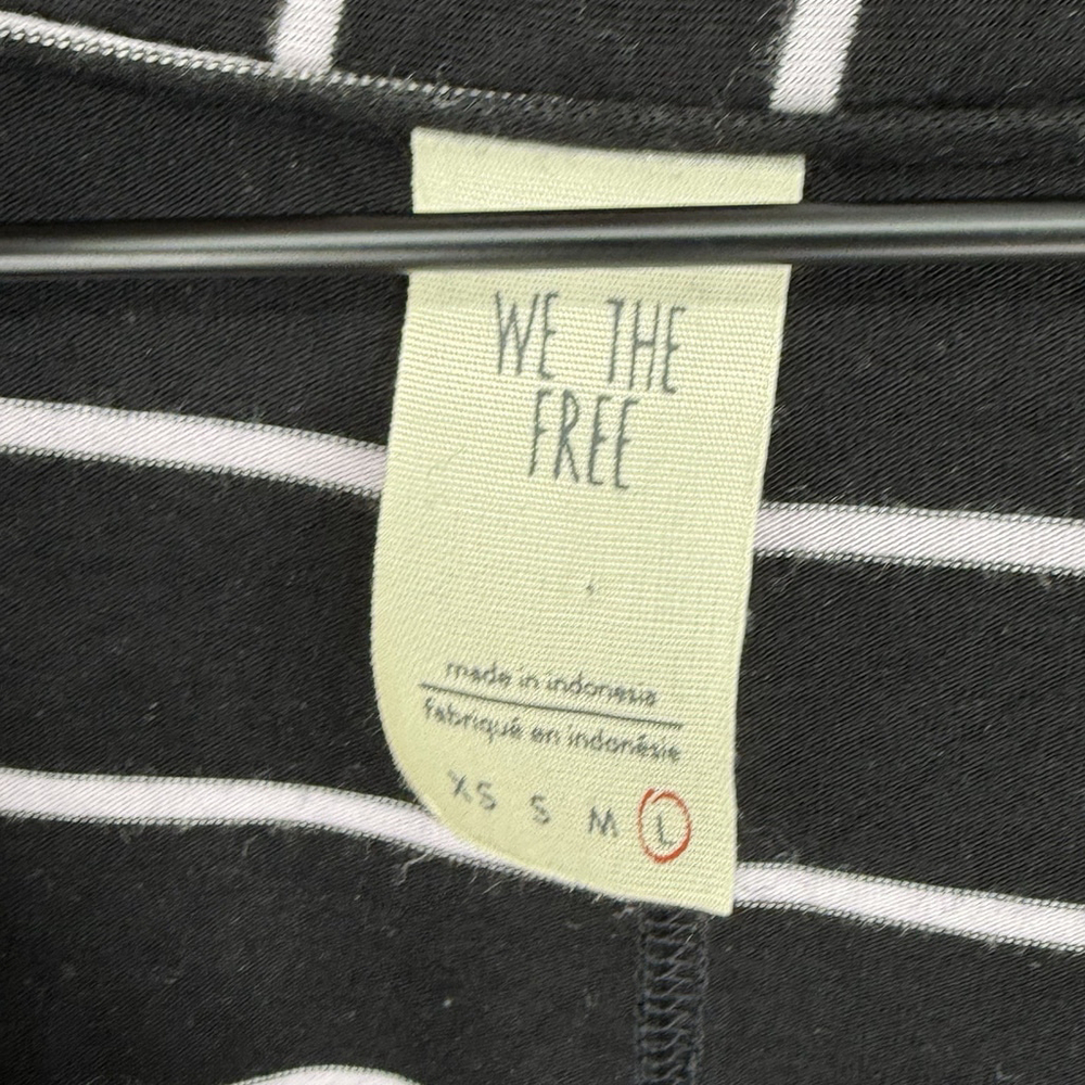 Free People We The Free Womens Cant Fool Me Top Large Black Stripe Oversized - Picture 4 of 5